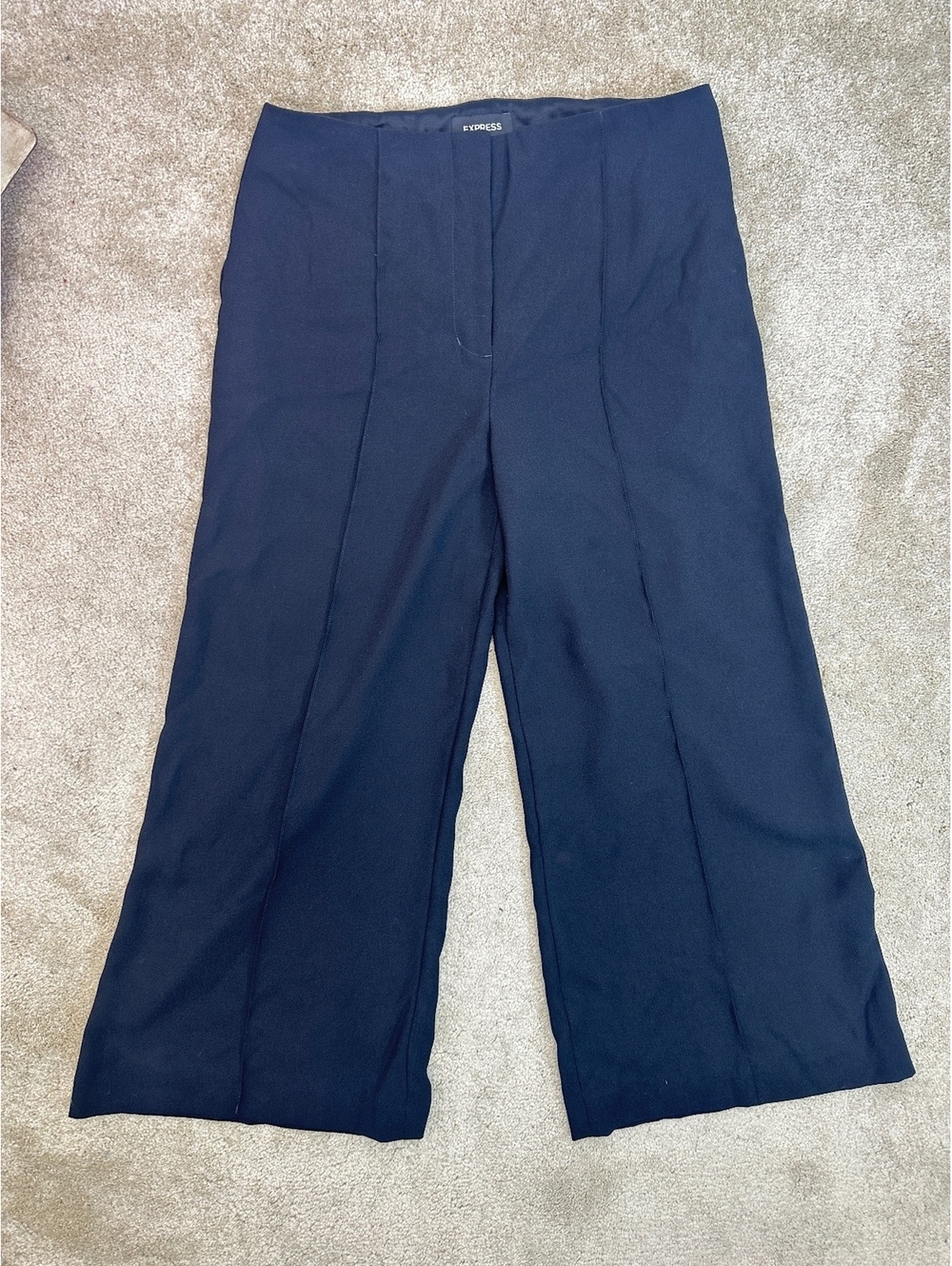 Sz 8 Express Cropped Wide Leg Black Pants High Rise Office Casual Classic